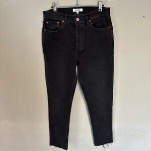 RE/DONE Redone Originals 90's High Rise Ankle Raw Hem Crop Faded Black Jeans 29